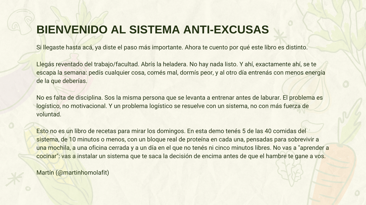 El Sistema Anti-Excusas — Demo Gratis (5 de 40 Recetas Proteicas de 10 Minutos)